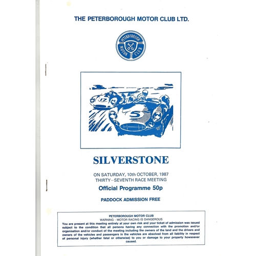 1987 Silverstone The Peterborough Motor Club 37th Race Meeting 10/10/1987) Motor Racing Programme