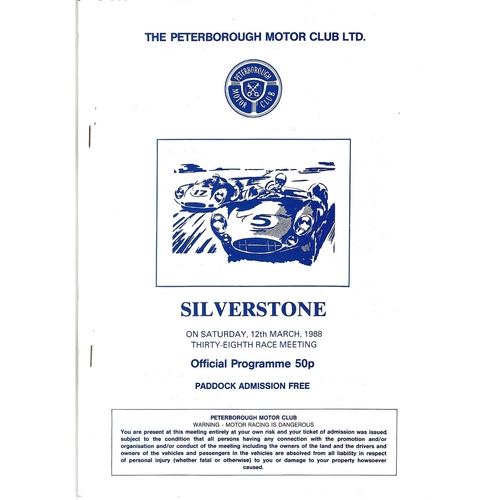 1988 Silverstone The Peterborough Motor Club 38th Race Meeting (12/03/1988) Motor Racing Programme