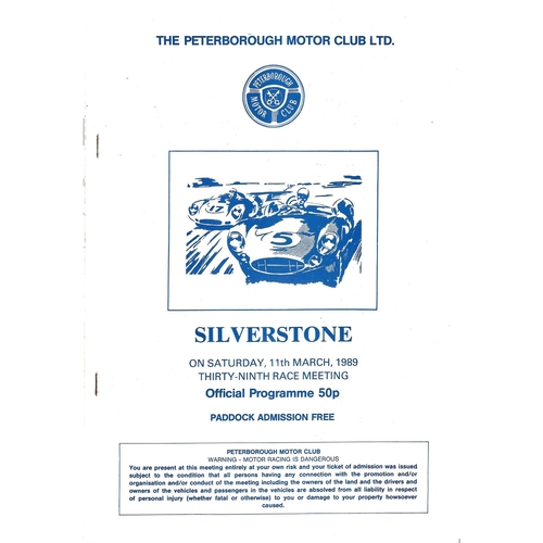 1989 Silverstone The Peterborough Motor Club 39th Race Meeting (11/03/1989) Motor Racing Programme