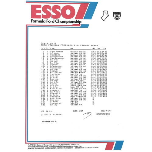 1986 Silverstone B.R.D.C Championship Finals Meeting (04-05/10/1986) Motor Racing Programme & Practice/Result Timing Sheets
