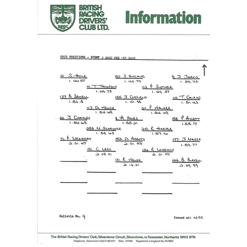1986 Silverstone B.R.D.C Championship Finals Meeting (04-05/10/1986) Motor Racing Programme & Practice/Result Timing Sheets