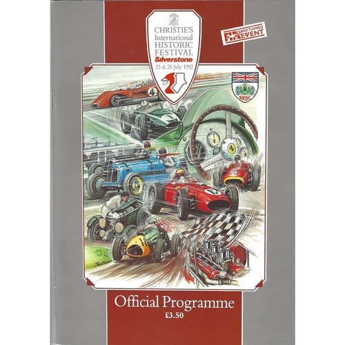 1992 Silverstone Christie's International Historic Festival Meeting (25-26/07/1992) Motor Racing Programme, Race Card, Event Entry Ticket & Practice/Result Timing Sheets