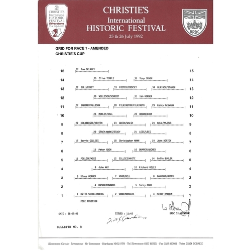 1992 Silverstone Christie's International Historic Festival Meeting (25-26/07/1992) Motor Racing Programme, Race Card, Event Entry Ticket & Practice/Result Timing Sheets