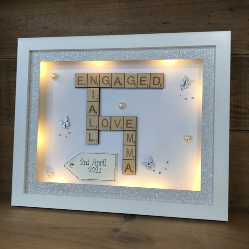 LED Engagement Scrabble Name Box Frame