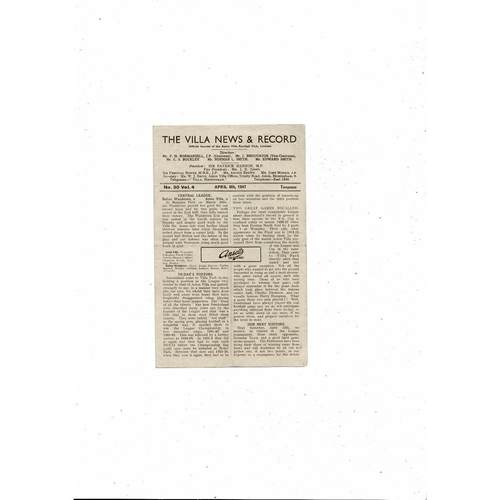 1946/47 Aston Villa v Sunderland Football Programme