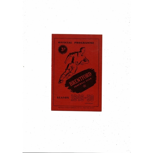 1949/50 Brentford v Hull City Football Programme