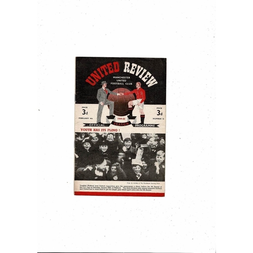 1949/50 Manchester United v Burnley Football Programme