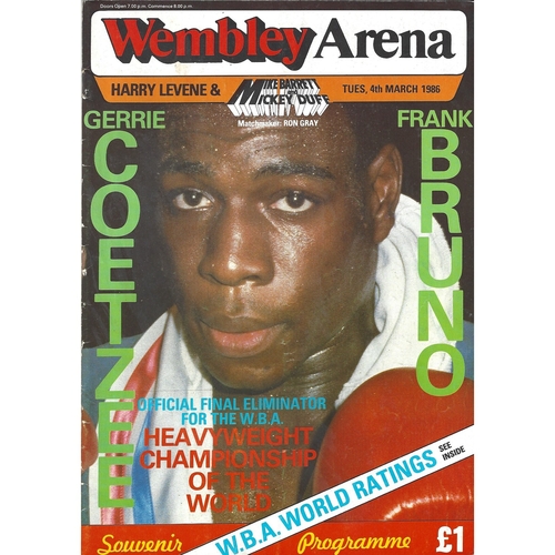 1986 Gerrie Coetzee v Frank Bruno Boxing Programme