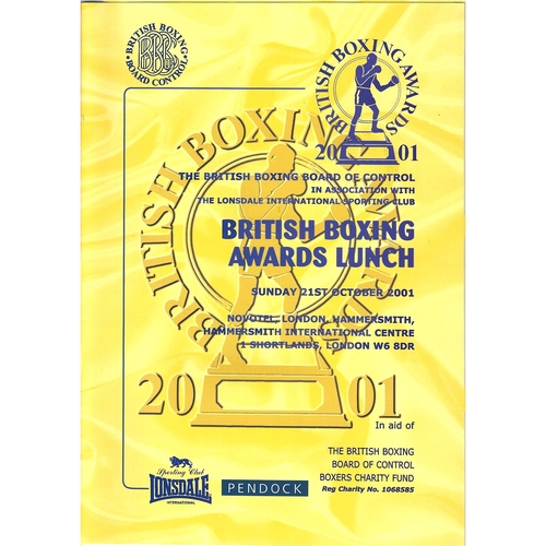 2001 British Boxing Awards Programme
