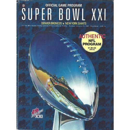 1987 Denver Broncos v New York Giants Super Bowl XXI National Football League Programme