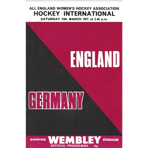 1971 England v West Germany Women’s International Hockey Programme