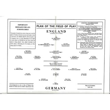 1971 England v West Germany Women’s International Hockey Programme