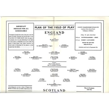 1972 England v Scotland Women’s International Hockey Programme