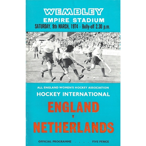 1974 England v Netherlands Women’s International Hockey Programme