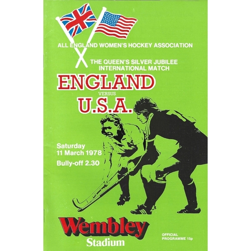 1978 England v United States of America Women’s International Hockey Programme