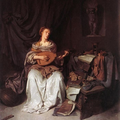 Woman Playing a Lute