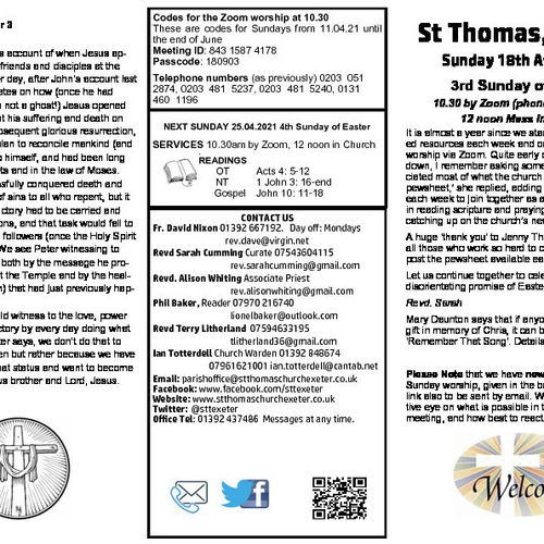 Pew Sheet | The Parish of St Thomas, Exeter