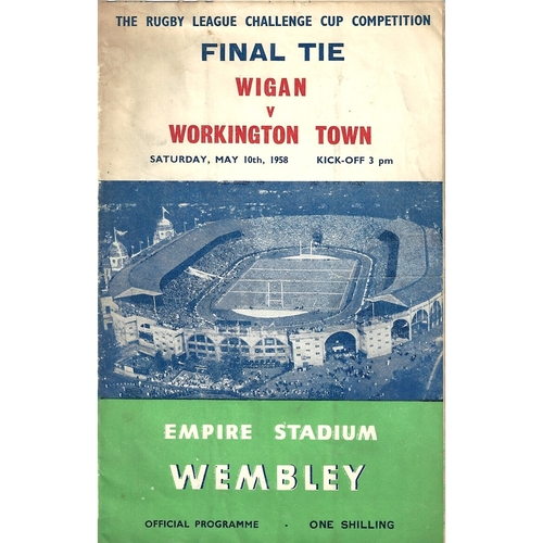 1958 Wigan v Workington Town Rugby League Challenge Cup Final Programme