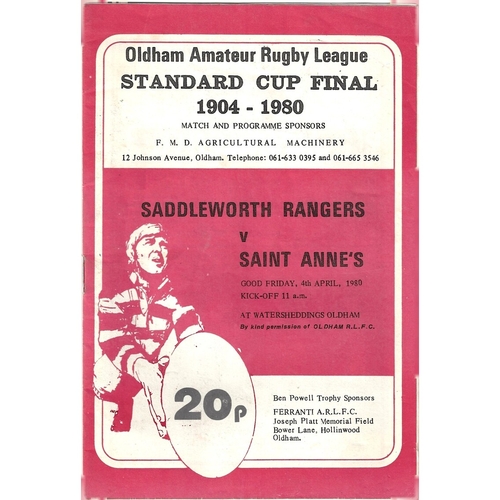 1980 Saddleworth Rangers v Saint Anne's Standard Cup Final Rugby League Programme