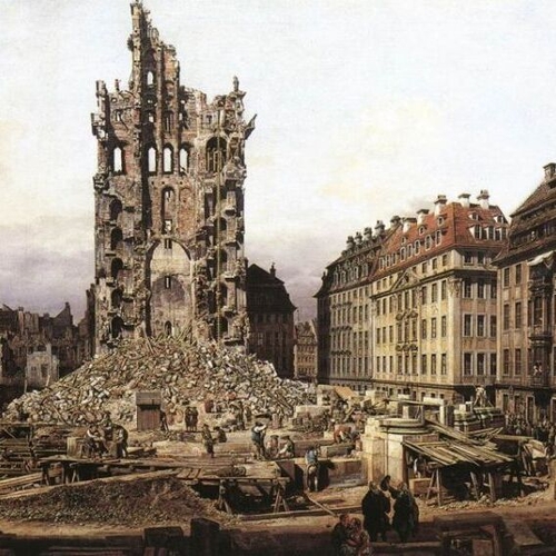 The Ruins of the Old Kreuzkirche in Dresden