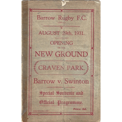 Barrow Home Rugby League Programmes