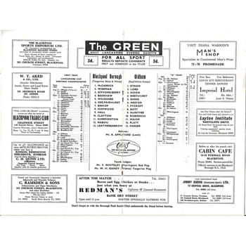 1963/64 Blackpool Borough v Oldham Rugby League Programme