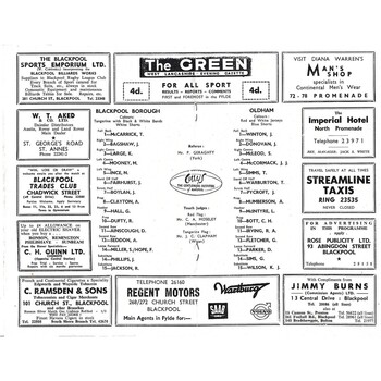 1964/65 Blackpool Borough v Oldham Rugby League Programme