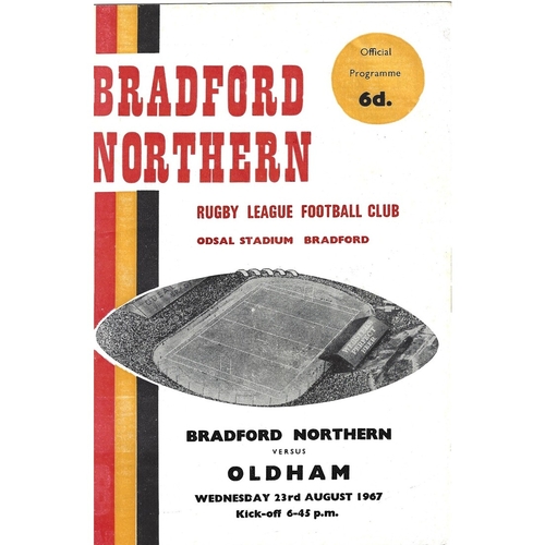 1967/68 Bradford Northern v Oldham Rugby League Programme