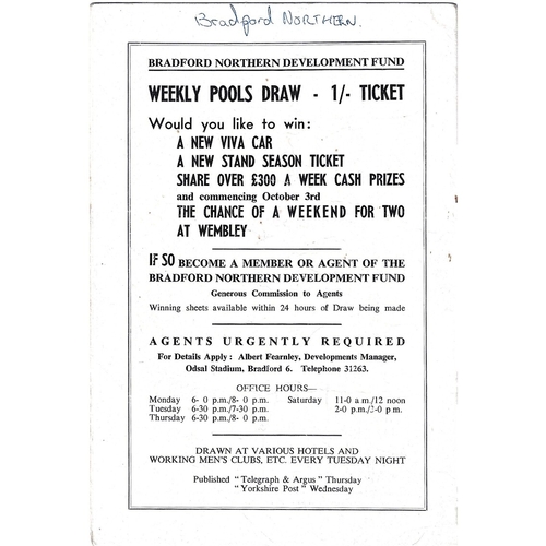 1967/68 Bradford Northern v Leigh Rugby League Programme