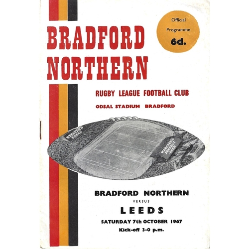 1967/68 Bradford Northern v Leeds Rugby League Programme