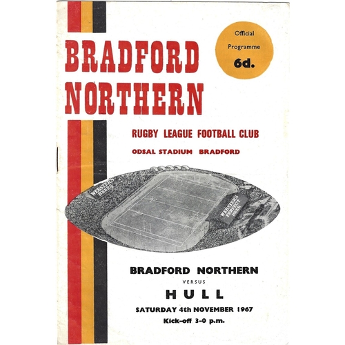 1967/68 Bradford Northern v Hull Rugby League Programme