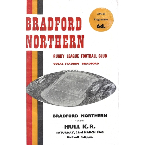 1967/68 Bradford Northern v Hull Kingston Rovers Rugby League Programme
