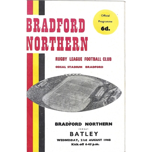 1968/69 Bradford Northern v Batley Rugby League Programme