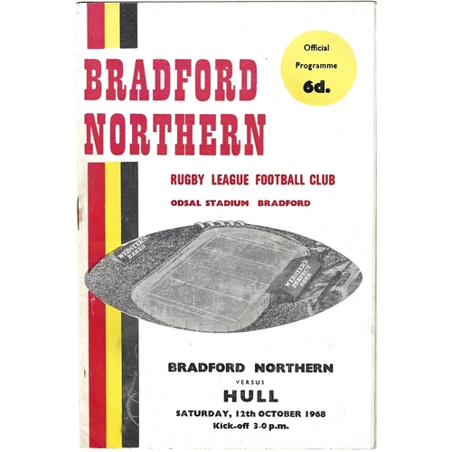 1968/69 Bradford Northern v Hull Rugby League Programme