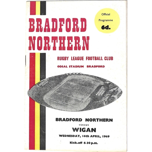 1968/69 Bradford Northern v Wigan Rugby League Programme