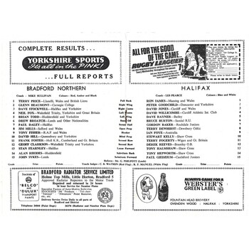 1969/70 Bradford Northern v Halifax Rugby League Programme