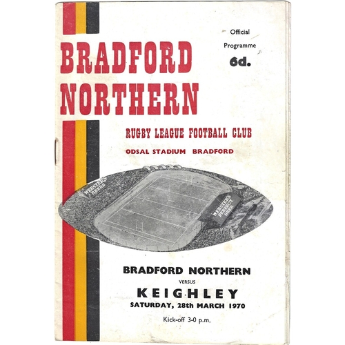 1969/70 Bradford Northern v Keighley Rugby League Programme