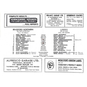 1965/66 Bradford Northern v Leeds Rugby League Programme