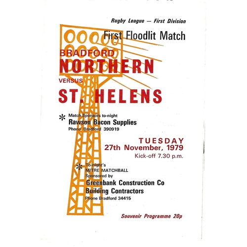 1979/80 Bradford Northern v St. Helens Rugby League Programme (First Floodlit Match)