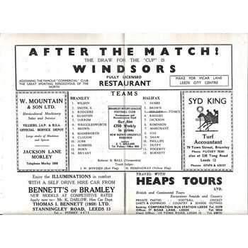 1962/63 Bramley v Halifax Rugby League Programme