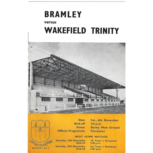 1965/66 Bramley v Wakefield Trinity Rugby League Programme
