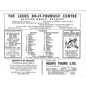 1965/66 Bramley v Wakefield Trinity Rugby League Programme