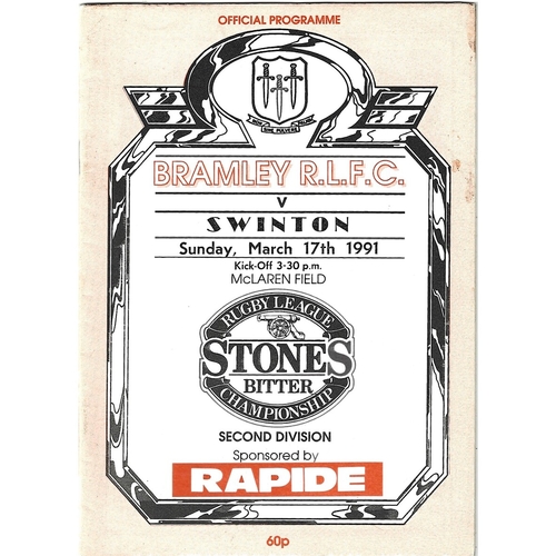 Bramley Home Rugby League Programmes