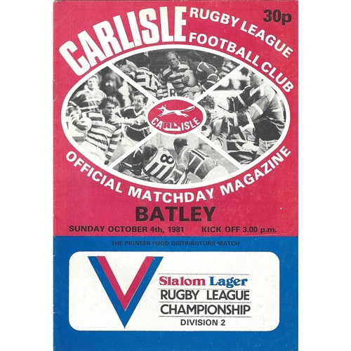 1981/82 Carlisle v Batley Rugby League programme