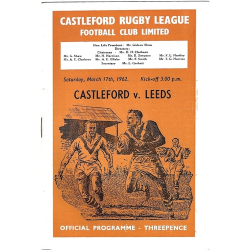 1961/62 Castleford v Leeds Rugby League Programme