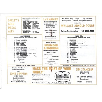 1968/69 Castleford v Hull Kingston Rovers Rugby League Programme