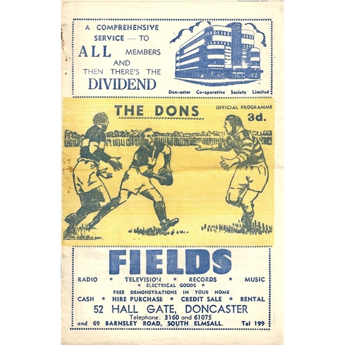 1960/61 Doncaster v Warrington Rugby League Challenge Cup 1st Round Programme