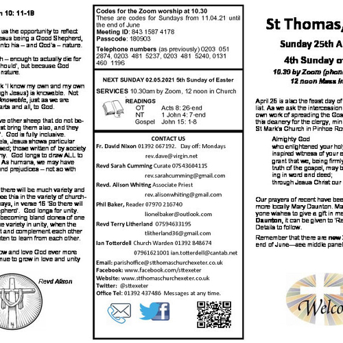 Pew Sheet | The Parish of St Thomas, Exeter