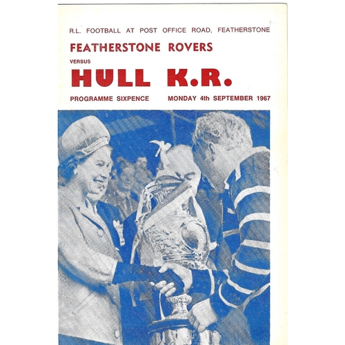 1967/68 Featherstone Rovers v Hull Kingston Rovers Rugby League Programme