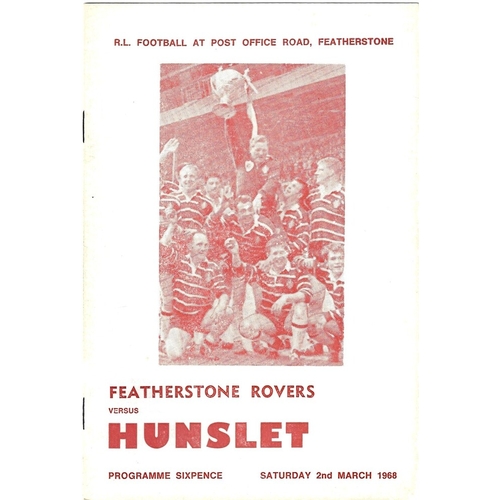 1967/68 Featherstone Rovers v Hunslet Rugby League Programme